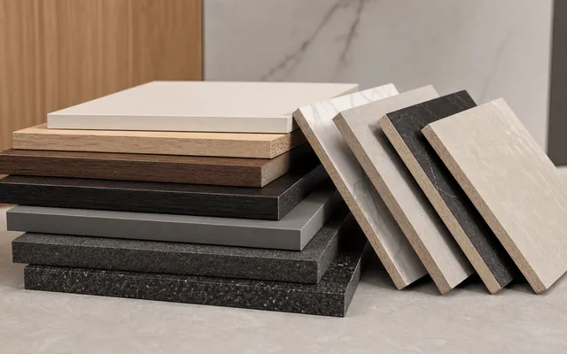Engineered decorative surface panels in wood, stone and solid finishes