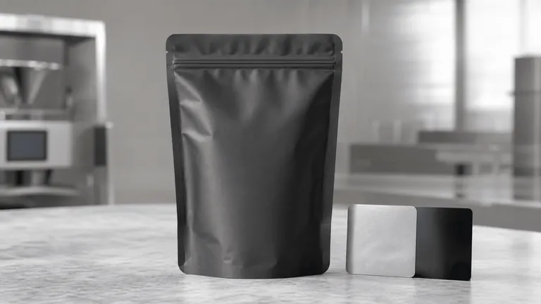 Unbranded matte stand-up flexible pouch with barrier film samples