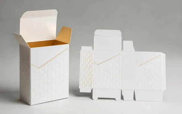 Premium unbranded folding carton with foil and embossed finishing