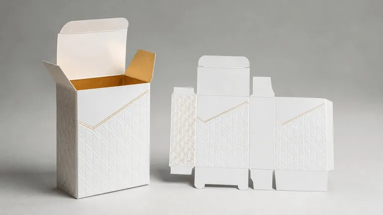 Premium unbranded folding carton with foil and embossed finishing