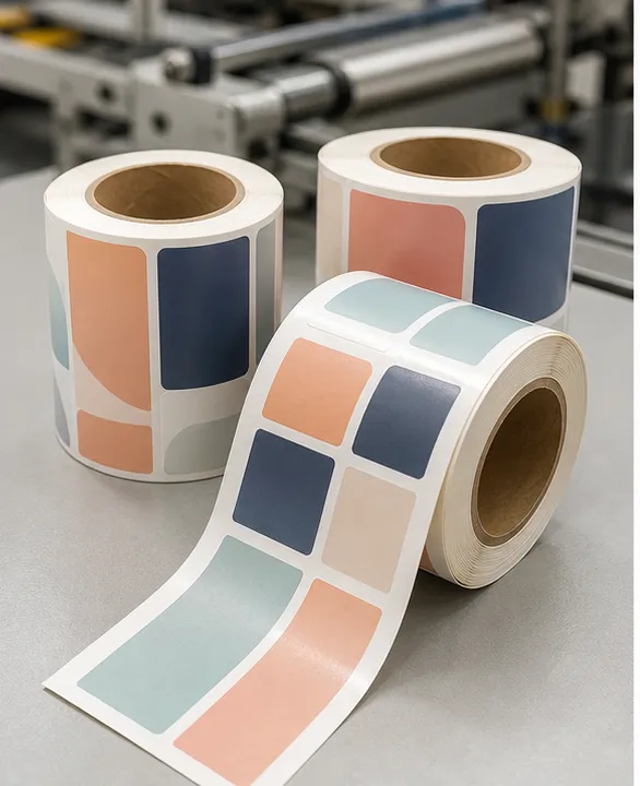 Color sample pressure-sensitive label rolls