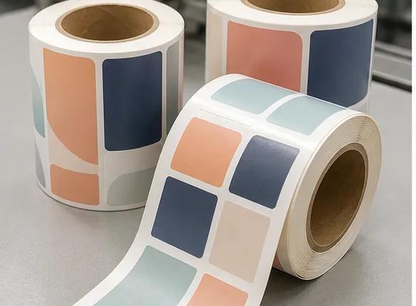 Color sample pressure-sensitive label rolls