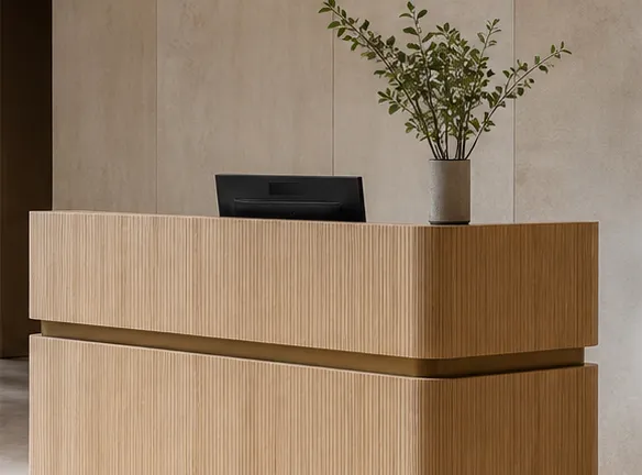 Modern oak veneer modular reception desk