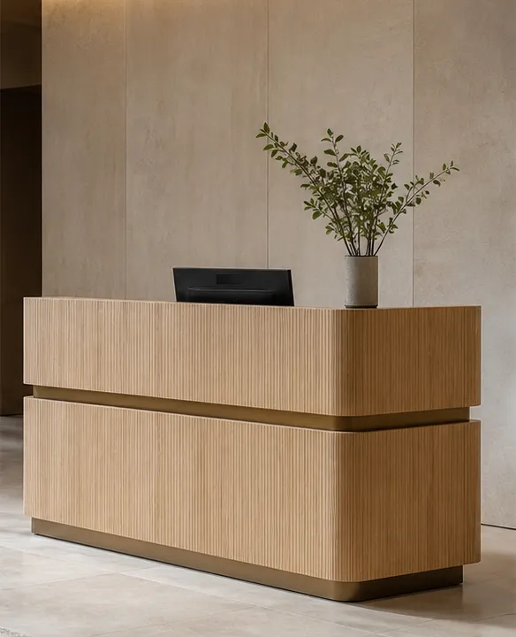 Modern oak veneer modular reception desk