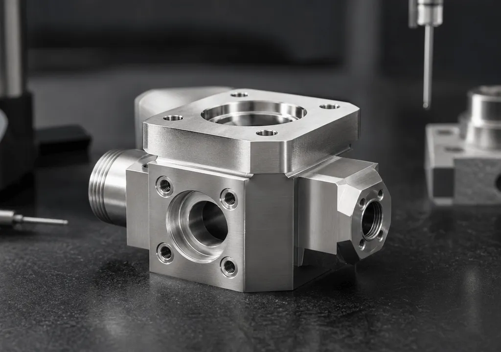 Precision-machined stainless steel valve body